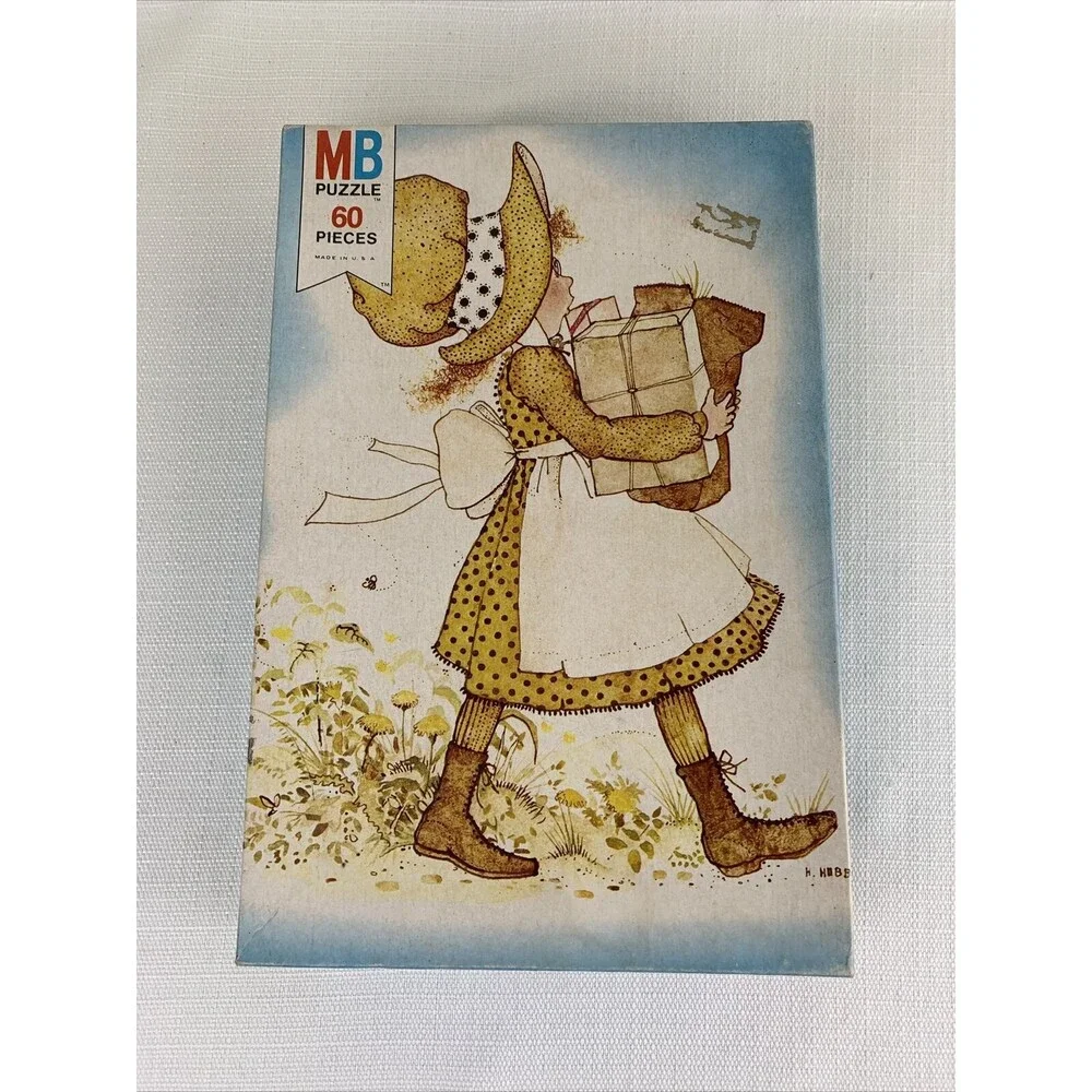 Vintage Milton Bradley‎ Holly Hobbie 60 Piece Puzzle  1976 Blue 4676-2 Complete